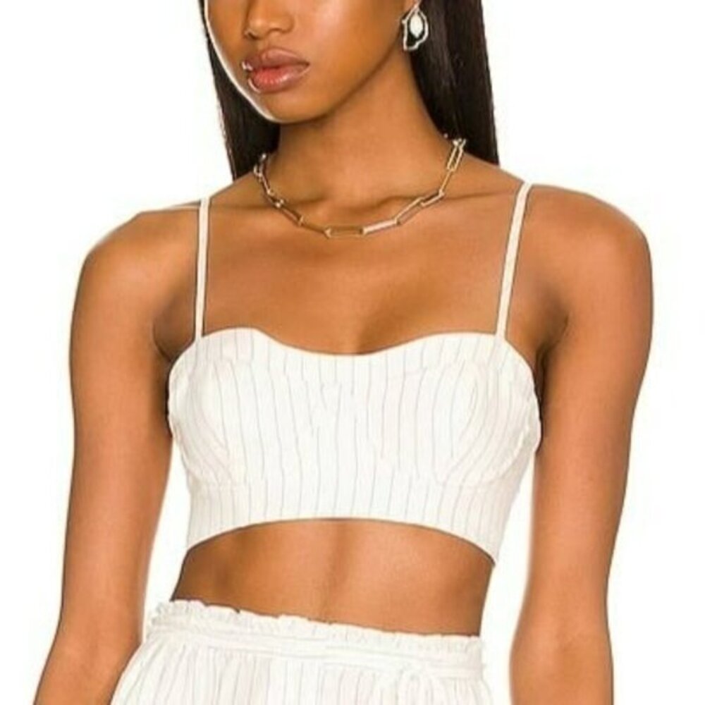 House of Harlow xREVOLVE Raphael Bralette in Ivory Stripe